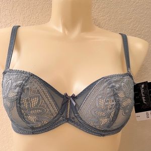 Conturelle Felina Viva Balconnet Bra 34C Blue - Black Label Lace Made in Italy